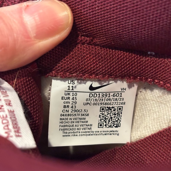 Nike Burgundy and White Low-Top Dunk Sneakers - Picture 5 of 5